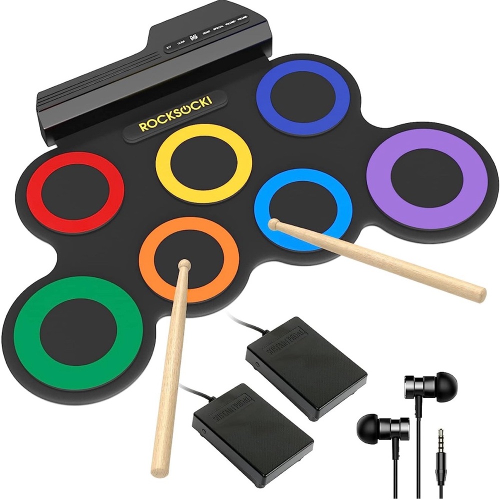 Kids👦🏻👧🏻Practice 7-Pad Electronic⚡️Drum🥁Set w Headphone🎧